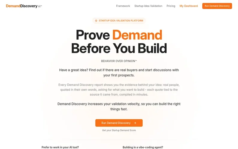 Screenshot of the Demand Discovery AI™ homepage
