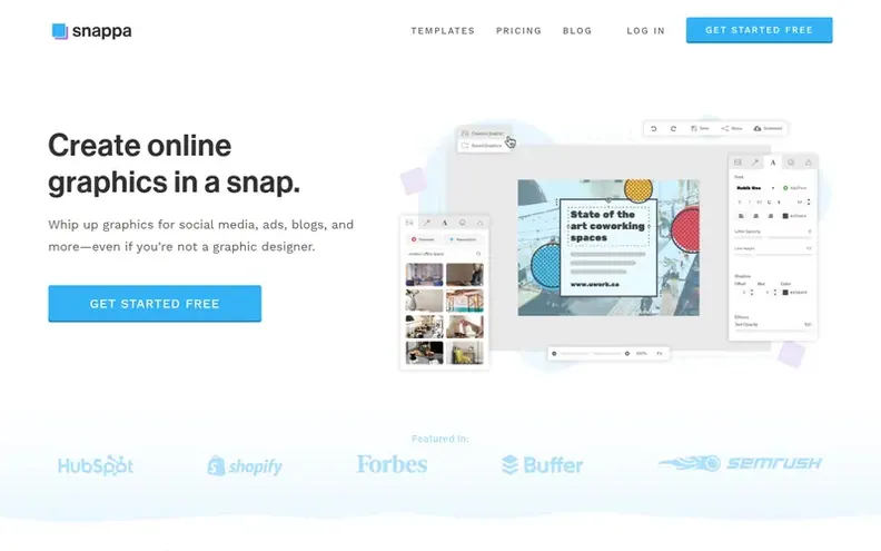 Screenshot of the Snappa homepage