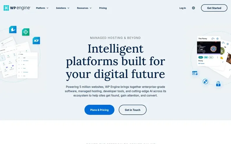 Screenshot of the WP Engine® homepage